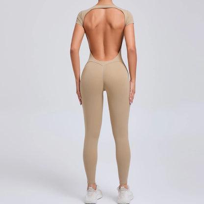 Short-Sleeve Cut-Out Sculpt Jumpsuit - One Piece. Total Freedom.