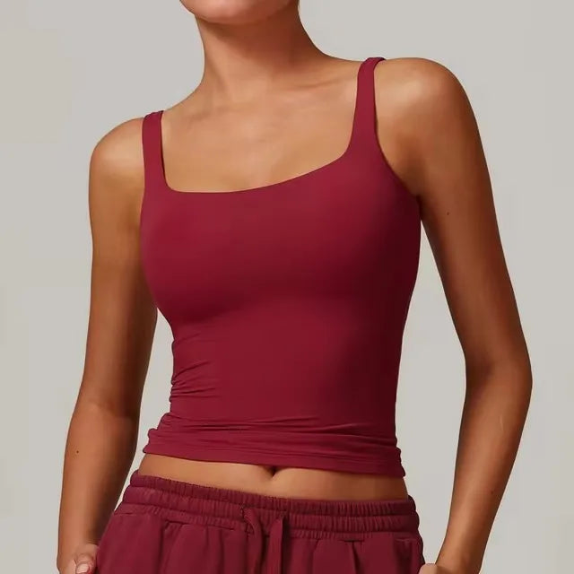 Square-Neck Longline Tank - Sleek Lines. Butter-Soft.