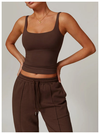 Square-Neck Longline Tank - Sleek Lines. Butter-Soft.