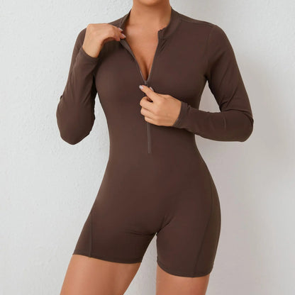 Long-Sleeve Zip Short Jumpsuit - Zip. Sculpt. Breathe.