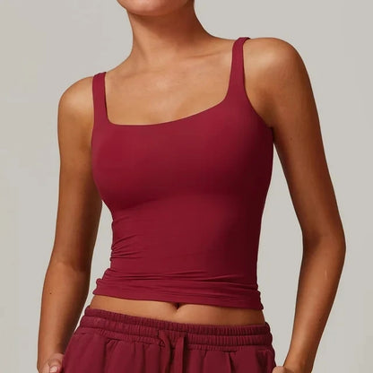 Square-Neck Longline Tank - Sleek Lines. Butter-Soft.