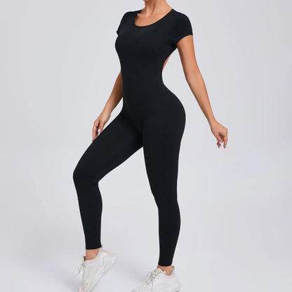Short-Sleeve Cut-Out Sculpt Jumpsuit - One Piece. Total Freedom.