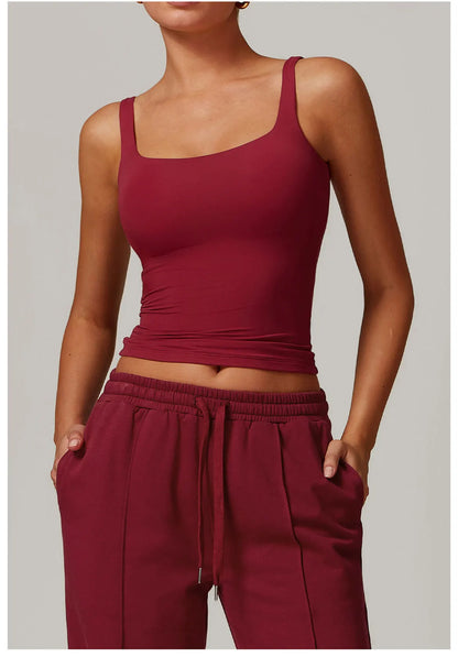 Square-Neck Longline Tank - Sleek Lines. Butter-Soft.