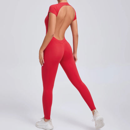Short-Sleeve Cut-Out Sculpt Jumpsuit - One Piece. Total Freedom.