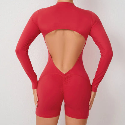 Long-Sleeve Zip Short Jumpsuit - Zip. Sculpt. Breathe.