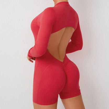 Long-Sleeve Zip Short Jumpsuit - Zip. Sculpt. Breathe.