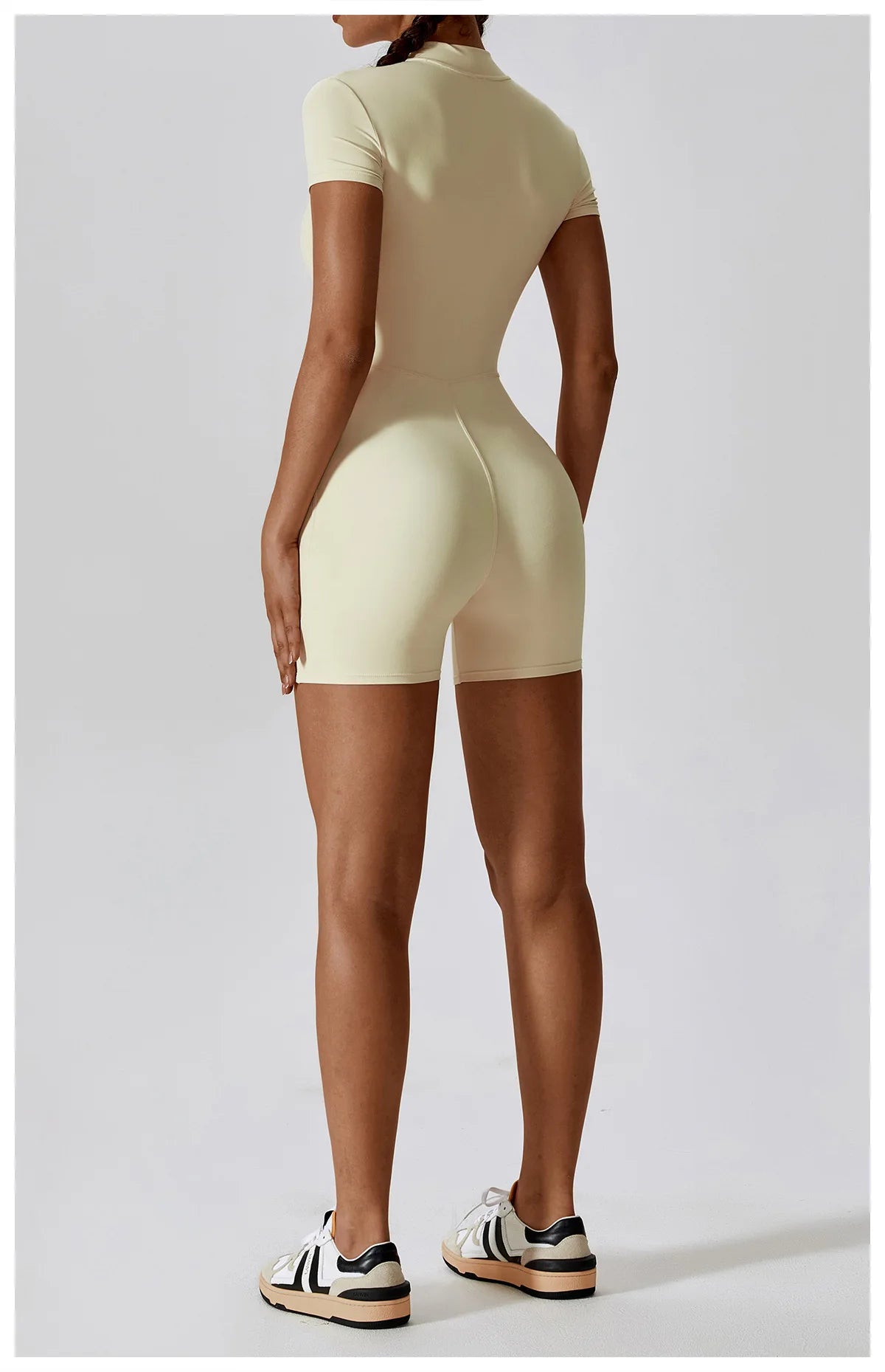 Short-Sleeve Zip-Front One-Piece - Zip In. Zone In.