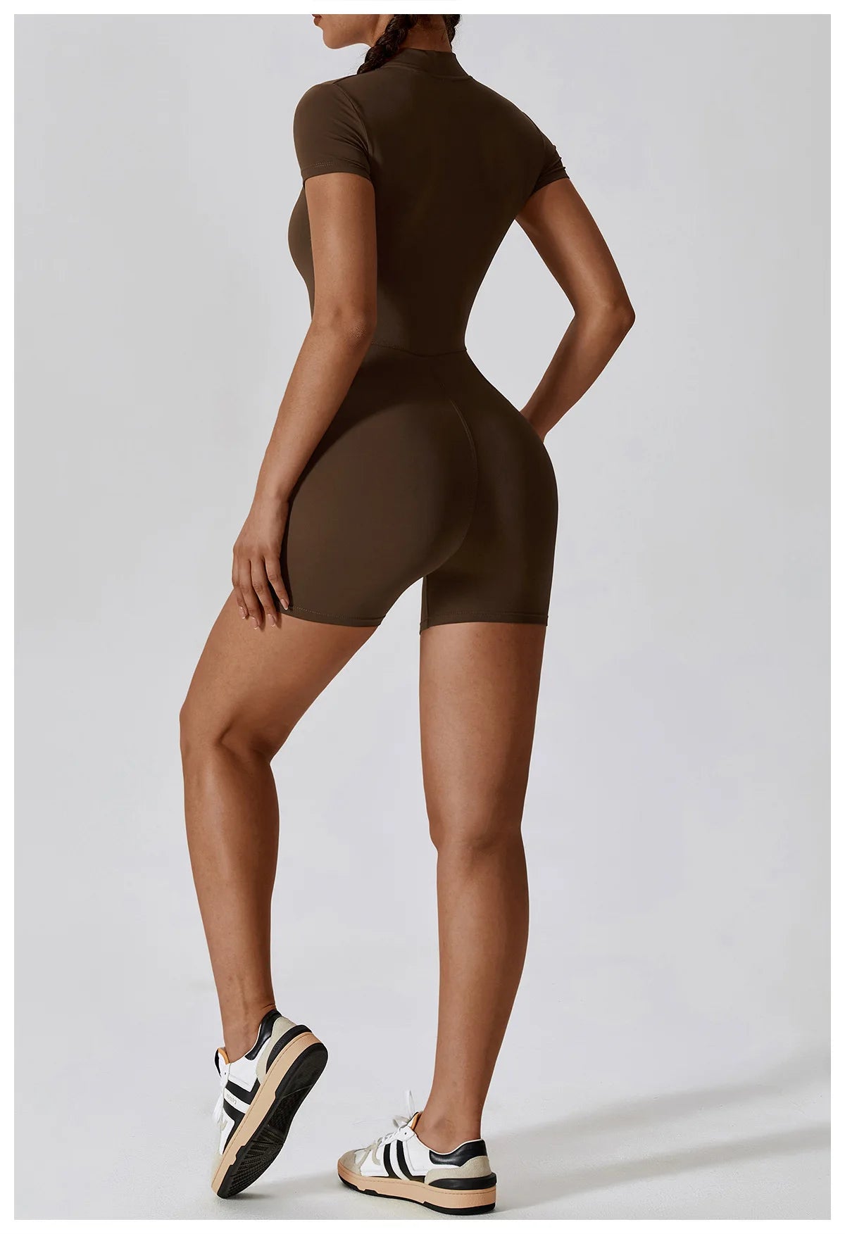 Short-Sleeve Zip-Front One-Piece - Zip In. Zone In.
