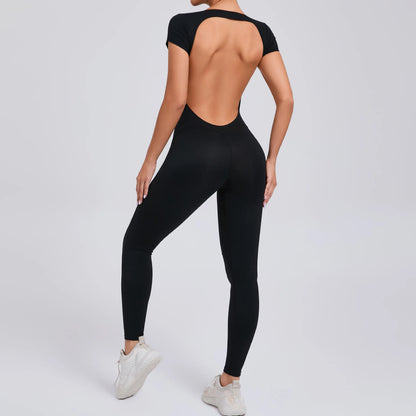 Short-Sleeve Cut-Out Sculpt Jumpsuit - One Piece. Total Freedom.