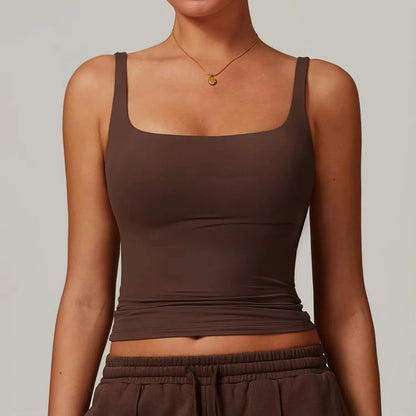 Square-Neck Longline Tank - Sleek Lines. Butter-Soft.