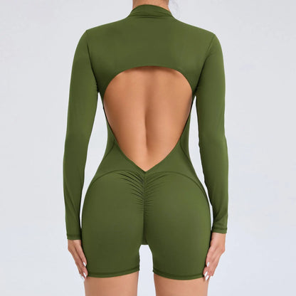 Long-Sleeve Zip Short Jumpsuit - Zip. Sculpt. Breathe.
