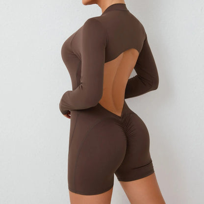 Long-Sleeve Zip Short Jumpsuit - Zip. Sculpt. Breathe.