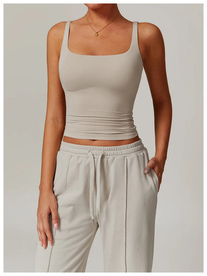 Square-Neck Longline Tank - Sleek Lines. Butter-Soft.