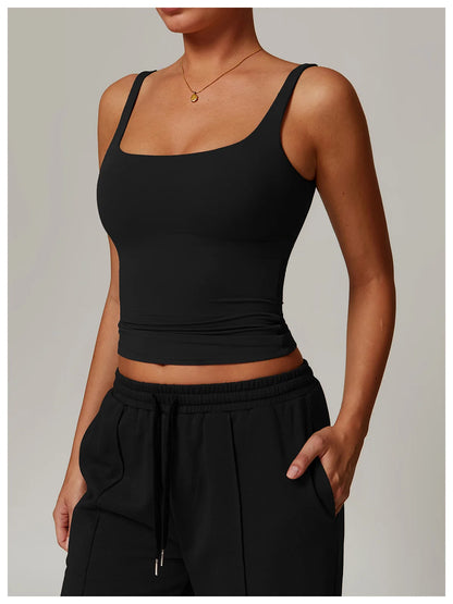 Square-Neck Longline Tank - Sleek Lines. Butter-Soft.