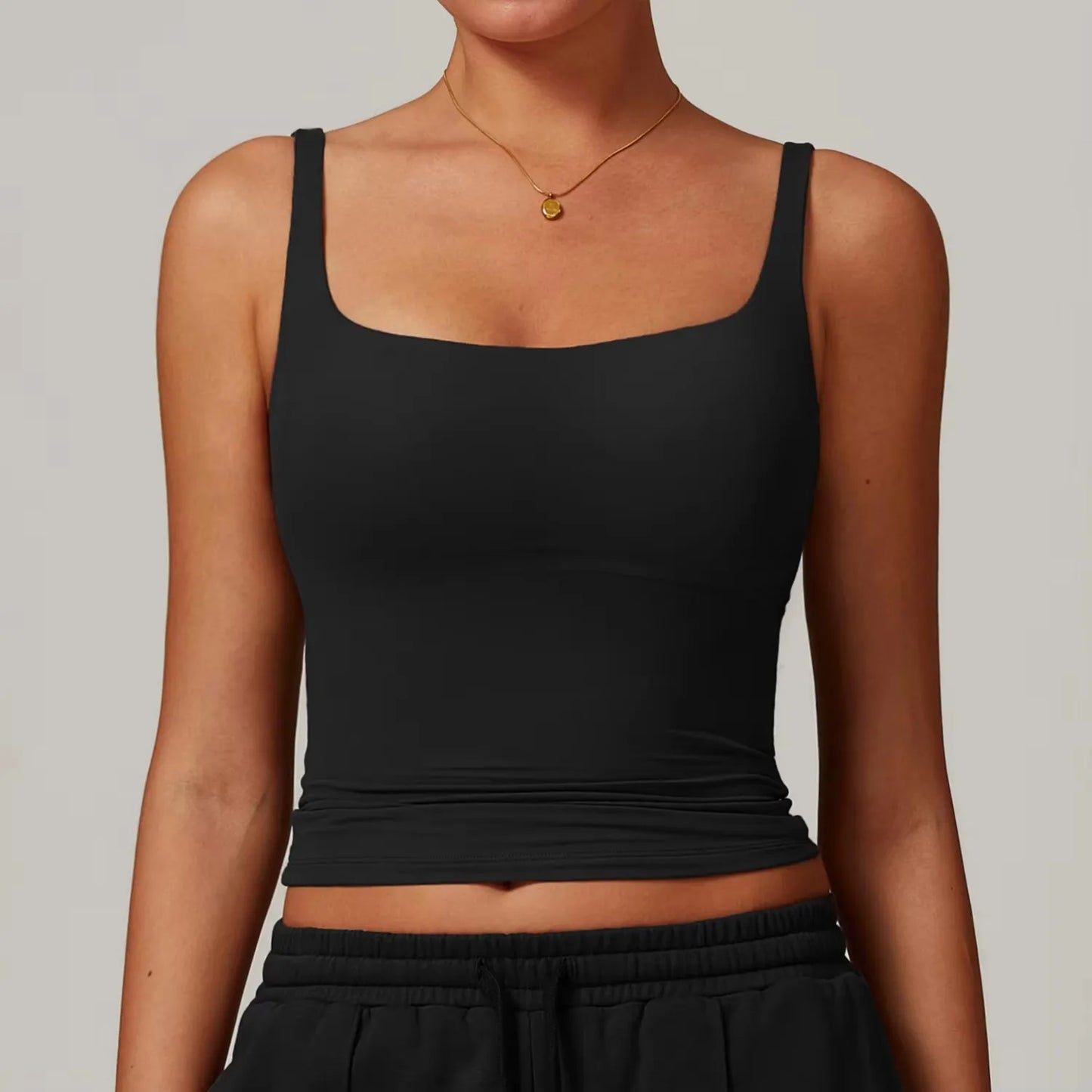 Square-Neck Longline Tank - Sleek Lines. Butter-Soft.