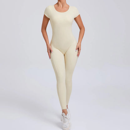 Short-Sleeve Cut-Out Sculpt Jumpsuit - One Piece. Total Freedom.