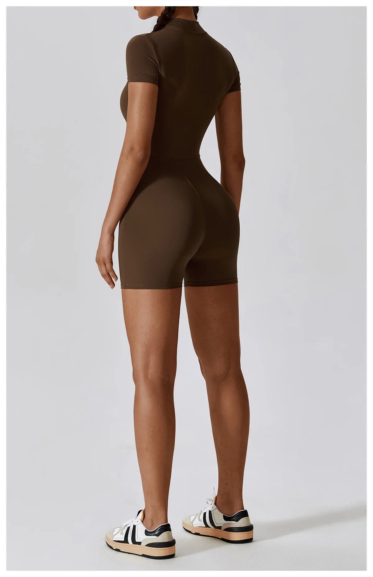 Short-Sleeve Zip-Front One-Piece - Zip In. Zone In.