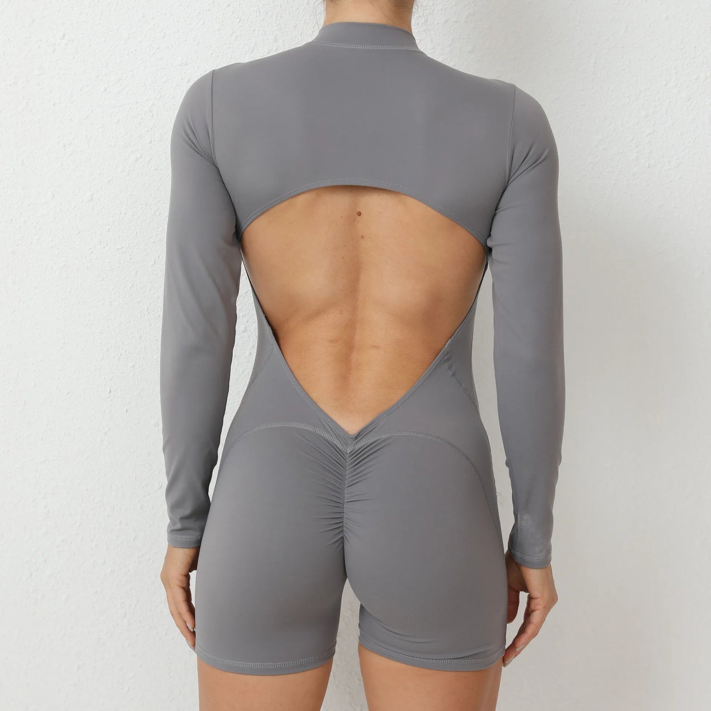 Long-Sleeve Zip Short Jumpsuit - Zip. Sculpt. Breathe.