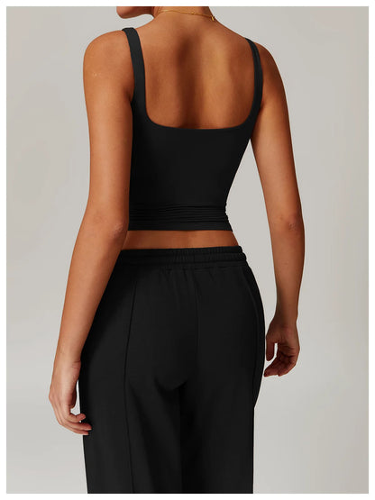 Square-Neck Longline Tank - Sleek Lines. Butter-Soft.