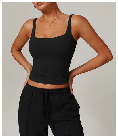 Square-Neck Longline Tank - Sleek Lines. Butter-Soft.