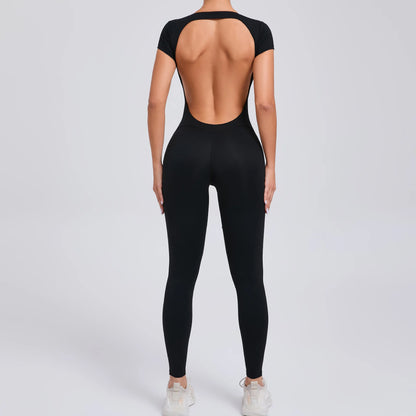 Short-Sleeve Cut-Out Sculpt Jumpsuit - One Piece. Total Freedom.