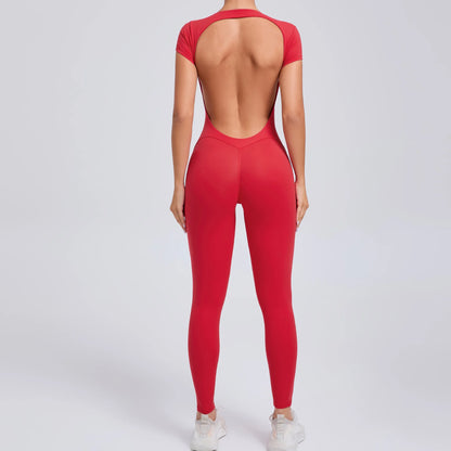 Short-Sleeve Cut-Out Sculpt Jumpsuit - One Piece. Total Freedom.