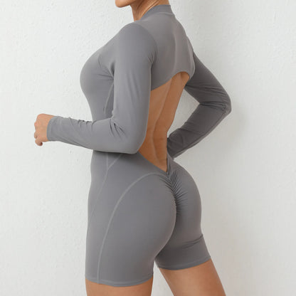 Long-Sleeve Zip Short Jumpsuit - Zip. Sculpt. Breathe.