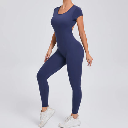 Short-Sleeve Cut-Out Sculpt Jumpsuit - One Piece. Total Freedom.