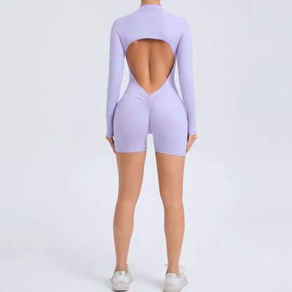 Long-Sleeve Zip Short Jumpsuit - Zip. Sculpt. Breathe.