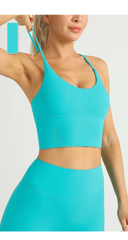 Longline Cross-Back Sports Bra - Light. Lifted.