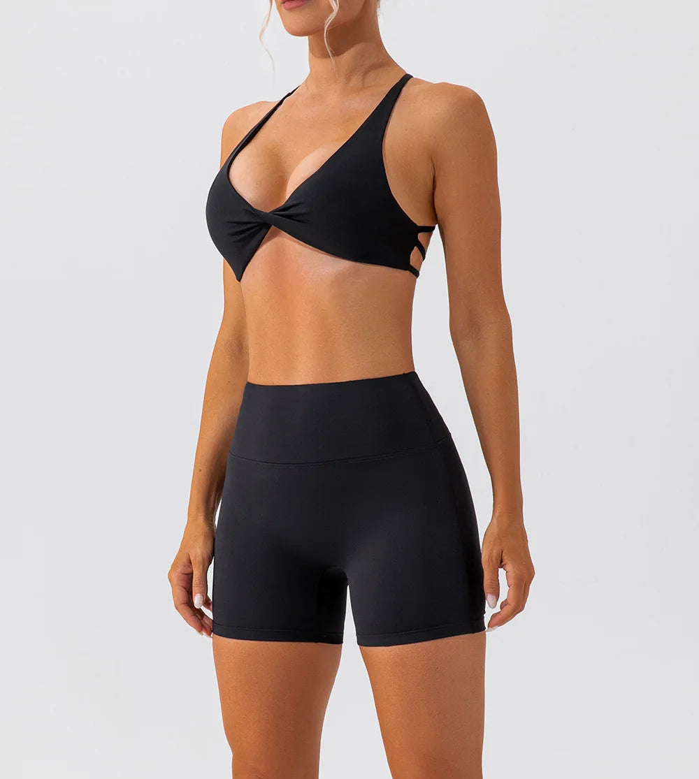 Twist-Front Strappy Sports Bra - Lift. Shape. Stay-Cool.