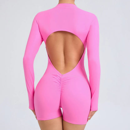 Long-Sleeve Zip Short Jumpsuit - Zip. Sculpt. Breathe.
