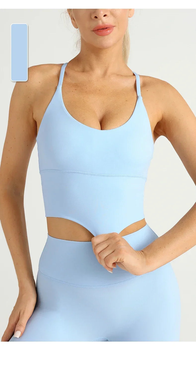 Longline Cross-Back Sports Bra - Light. Lifted.