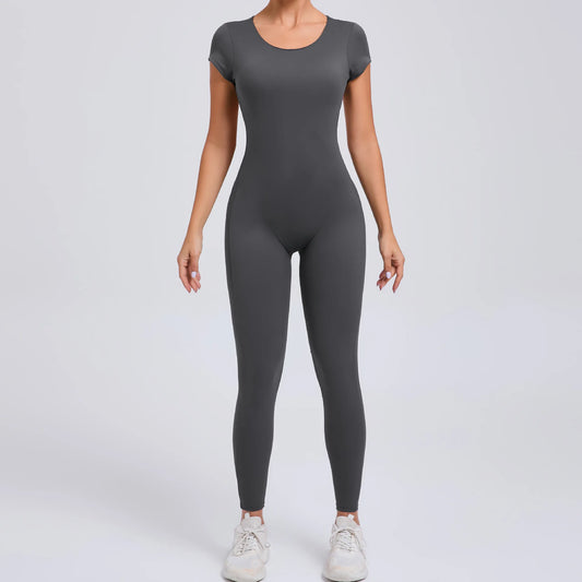 Short-Sleeve Cut-Out Sculpt Jumpsuit - One Piece. Total Freedom.