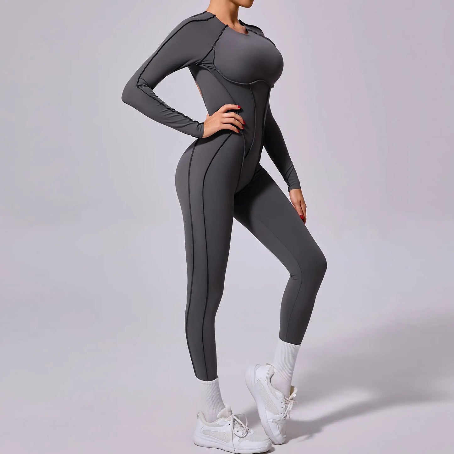 Long-Sleeve Sculpt Jumpsuit - Zip In? Zone In.