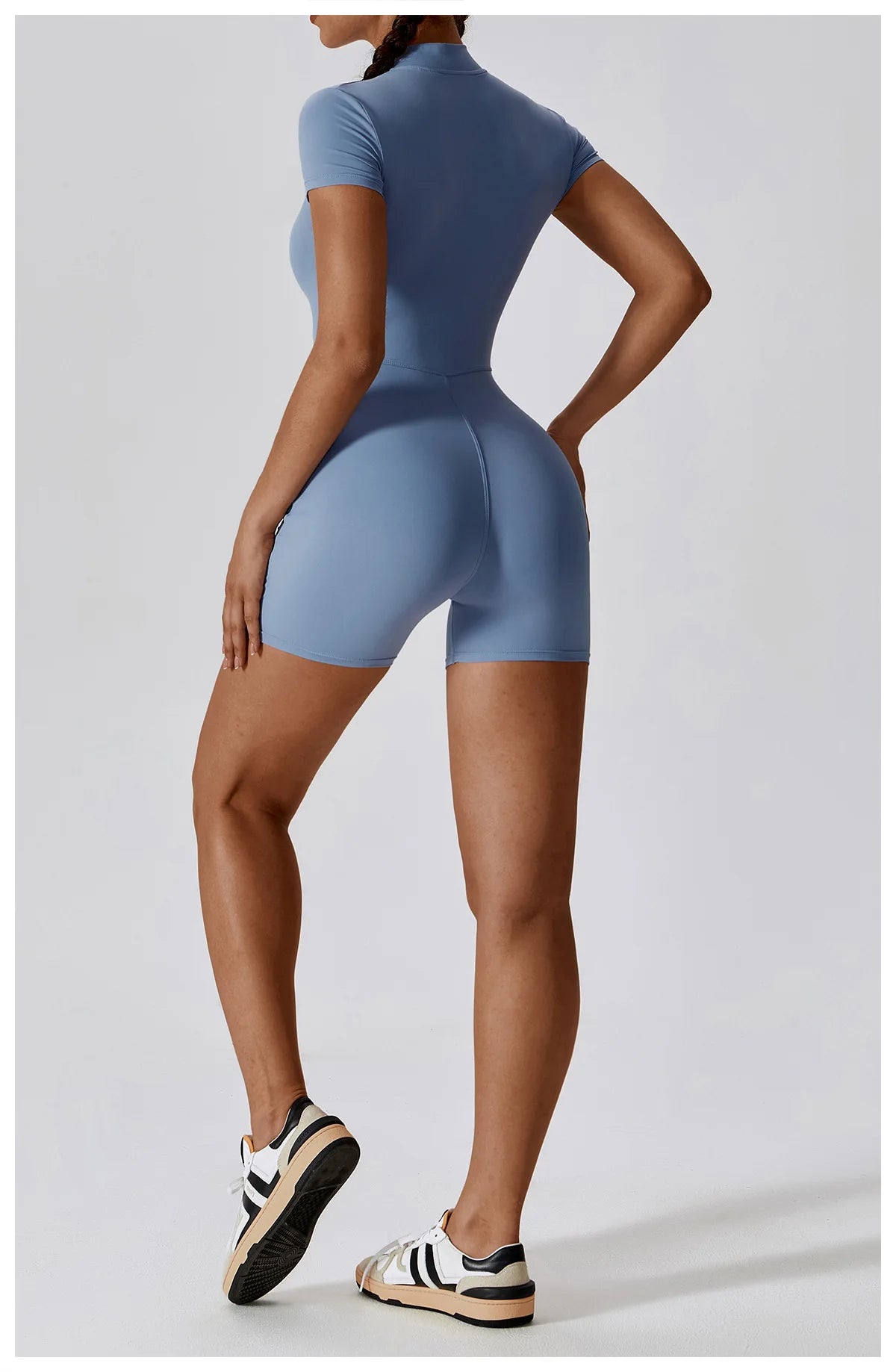 Short-Sleeve Zip-Front One-Piece - Zip In. Zone In.