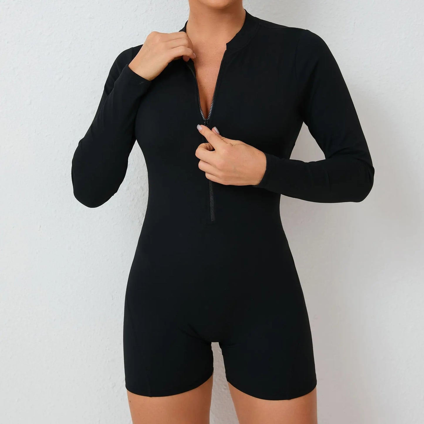 Long-Sleeve Zip Short Jumpsuit - Zip. Sculpt. Breathe.