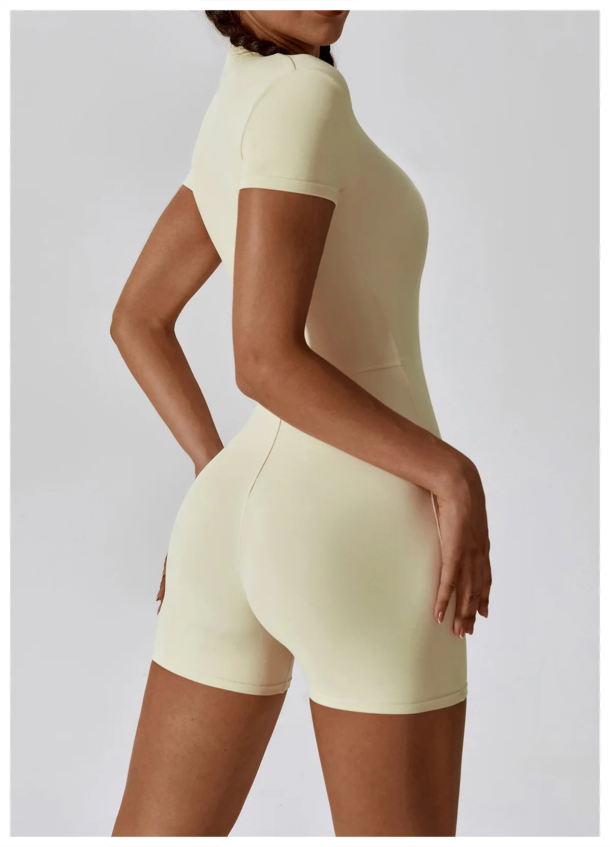 Short-Sleeve Zip-Front One-Piece - Zip In. Zone In.